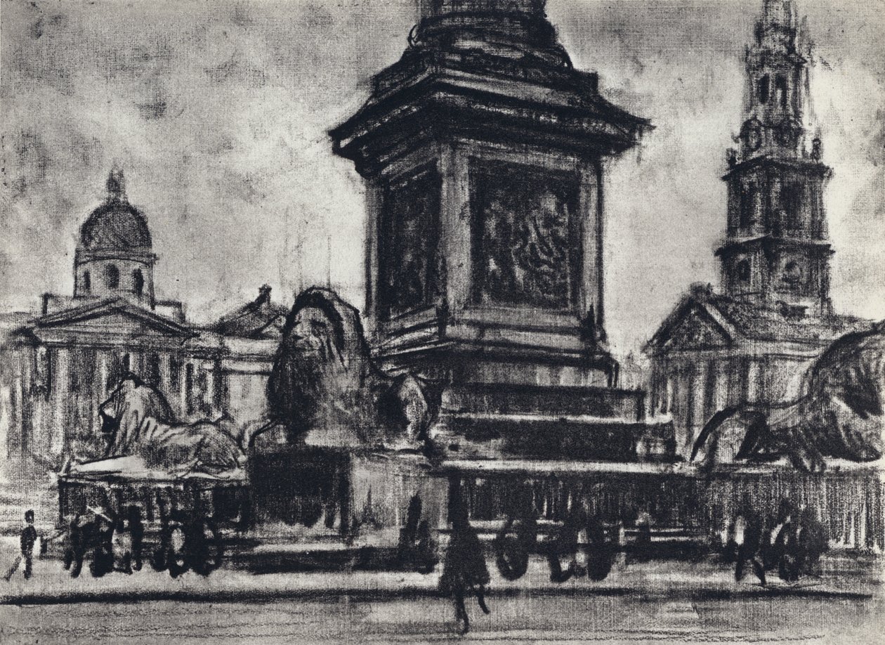 Löwen, Trafalgar Square von Joseph (after) Pennell