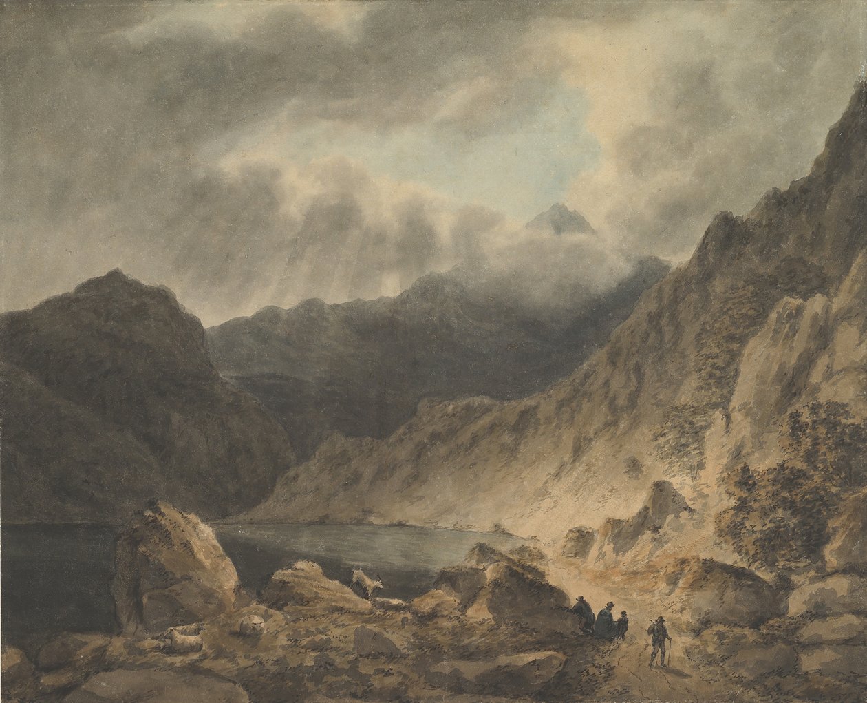 Sturm über einem See, 1800-1811 von Joseph Barber.