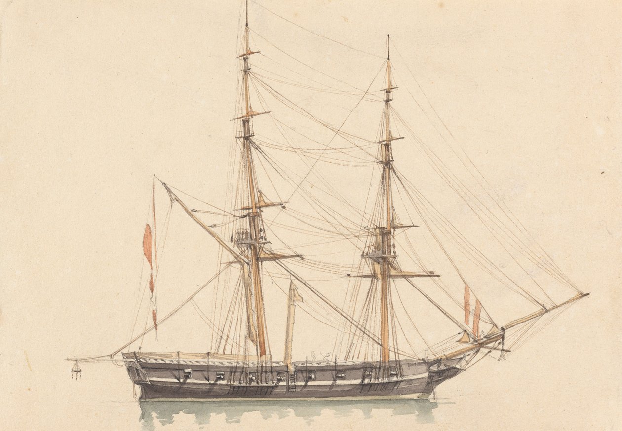 Einzelne Brigantine, Segel gerefft von Joseph Cartwright