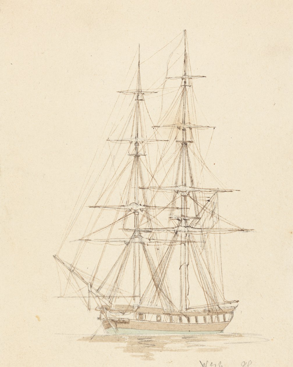 Einzelner Hermaphrodit-Brigg, Bug vorwärts von Joseph Cartwright