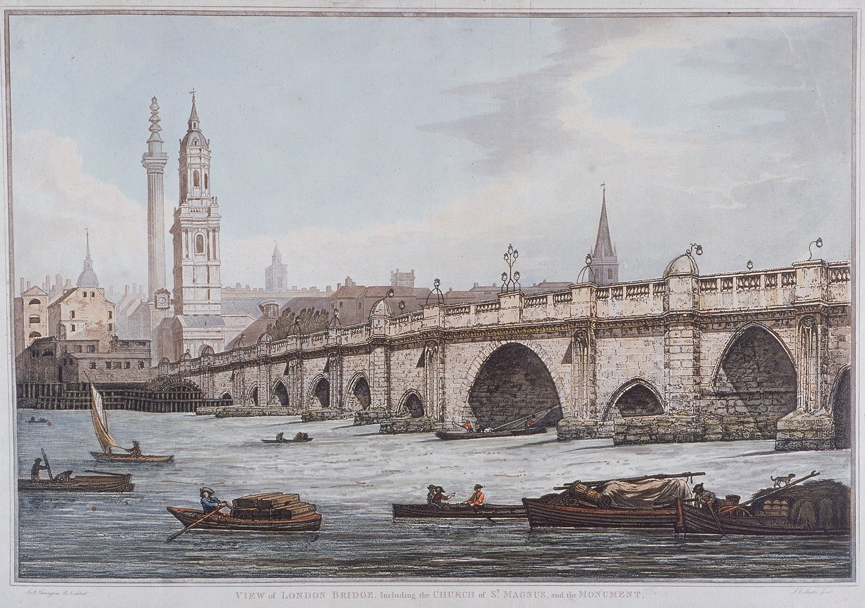 London Bridge alt, London, 1790 von Joseph Constantine Stadler