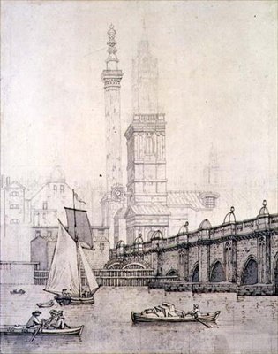 Alte London Bridge und das Monument von Joseph Farington