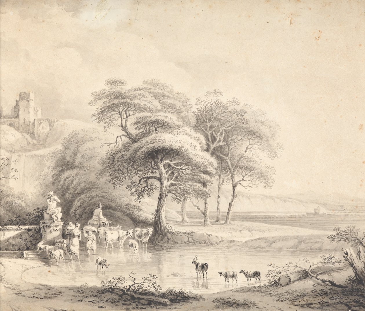 Landschaft mit Furt von Joseph Mössmer