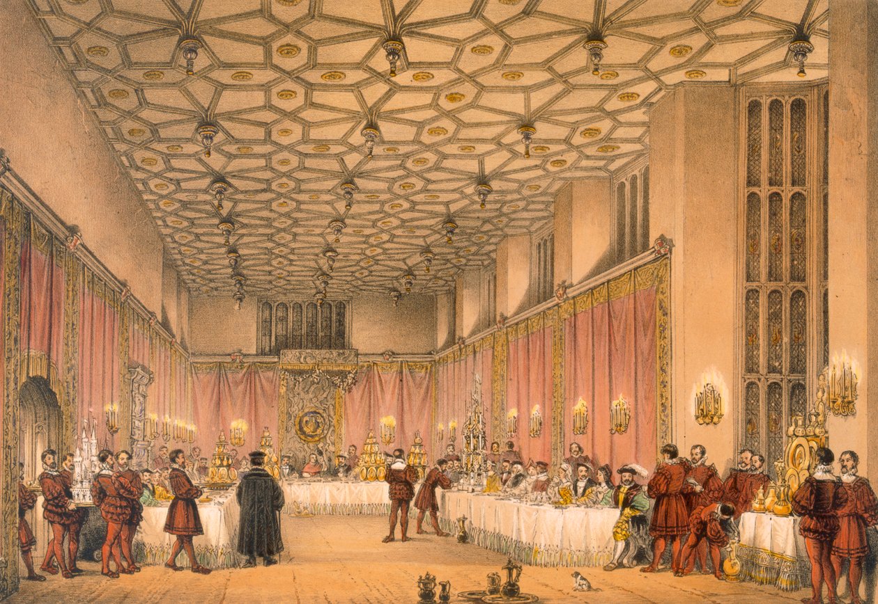 Das Zimmer, Hampton Court, veröffentlicht 1838 von Joseph Nash