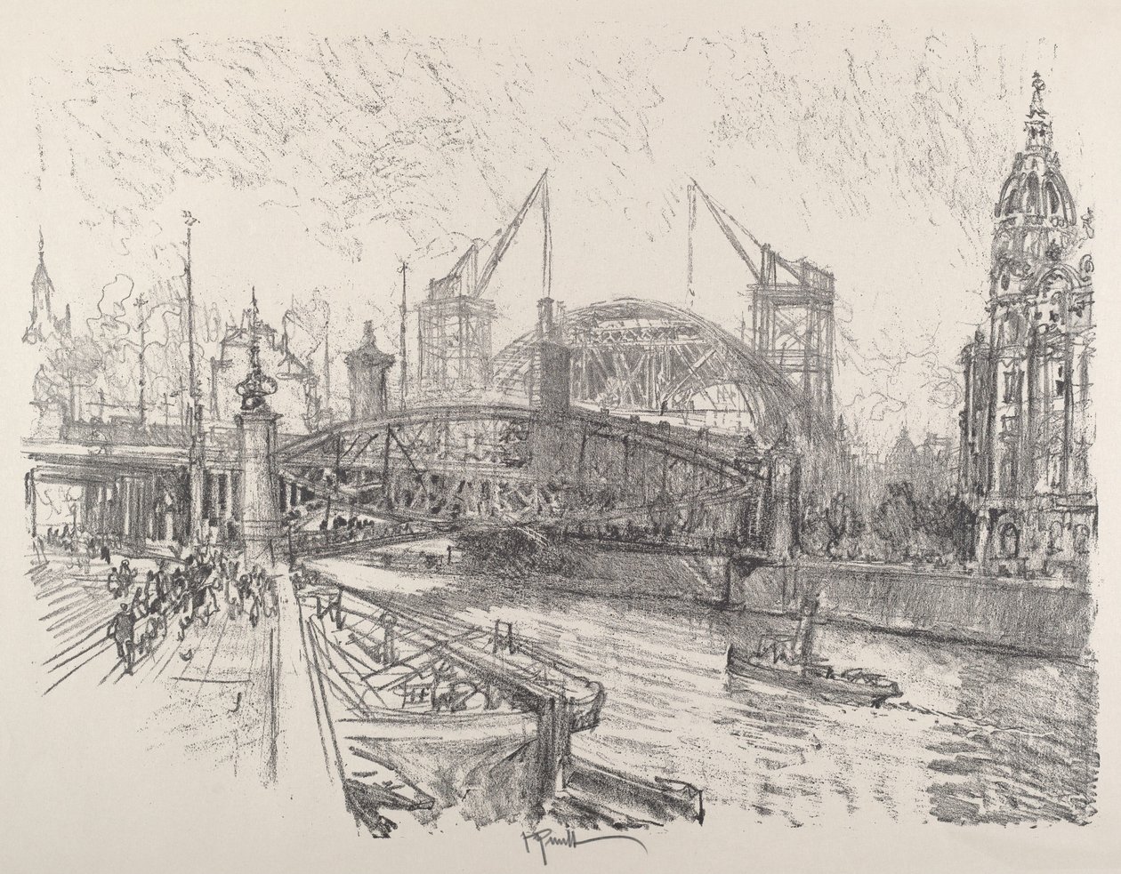 Bau des Freidrich-Strasse Bahnhofs, 1921 von Joseph Pennell