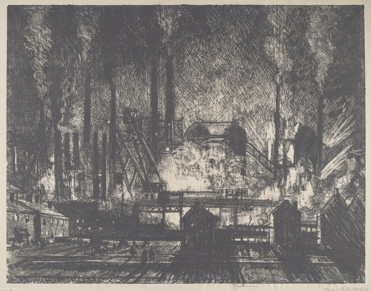 Schichtwechsel, Charleroi von Joseph Pennell