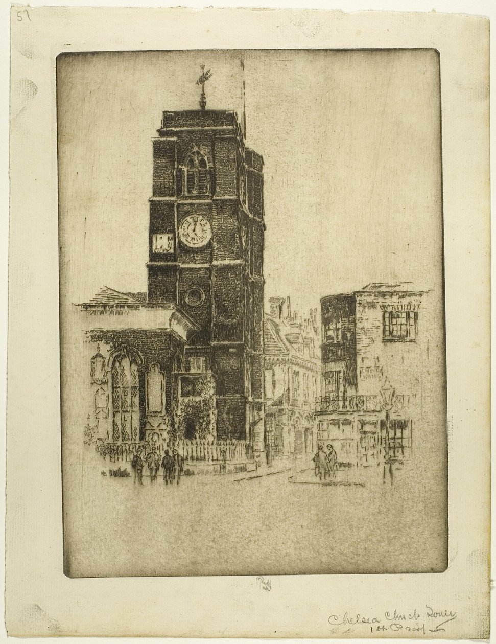 Chelsea Kirchturm von Joseph Pennell