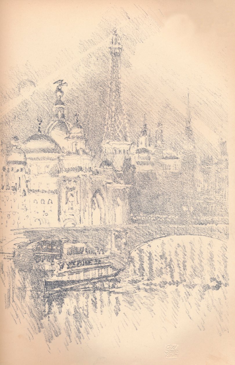Abendstimmung, Pariser Ausstellung, 1901 von Joseph Pennell
