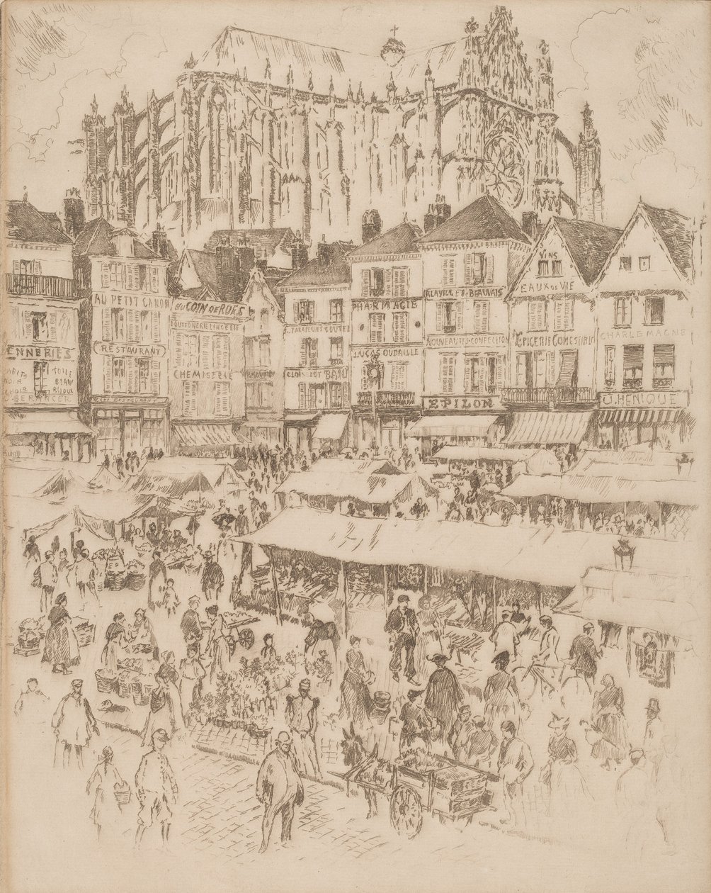 La Place, Beauvais, 1907 von Joseph Pennell
