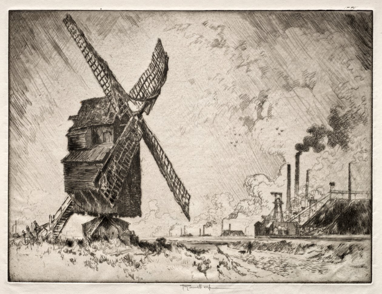 Alte und neue Mühlen, Valenciennes, Frankreich von Joseph Pennell