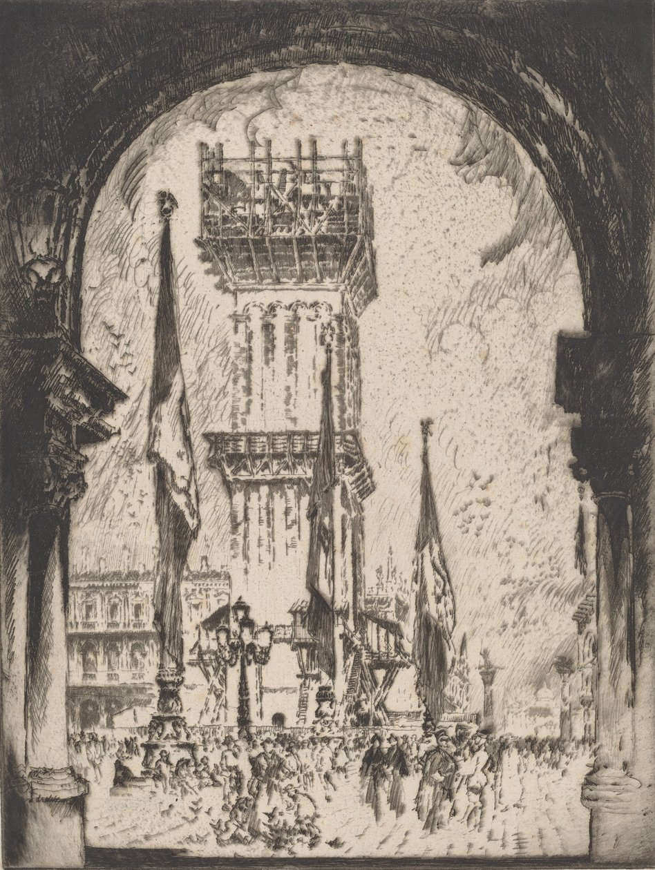 Wiederaufbau des Campanile, Venedig, Nr. I von Joseph Pennell