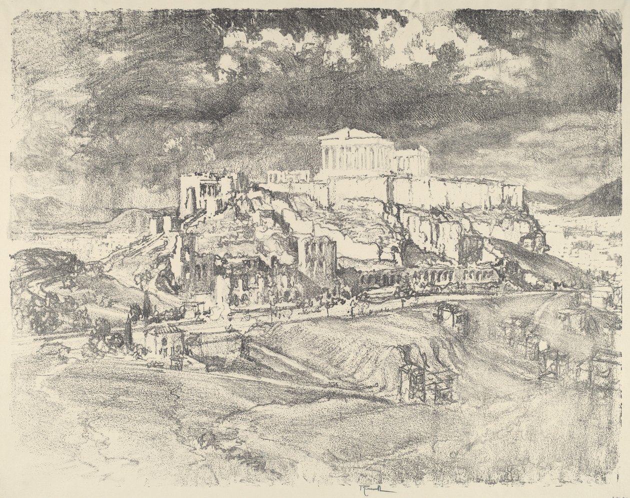 Sturm hinter der Akropolis von Joseph Pennell