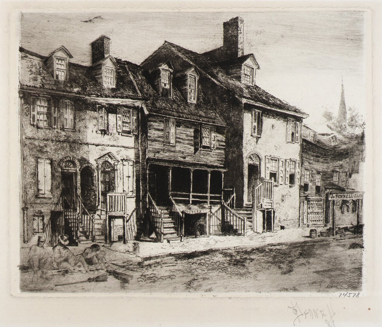 Straßenkehrer, Alte Häuser von Joseph Pennell