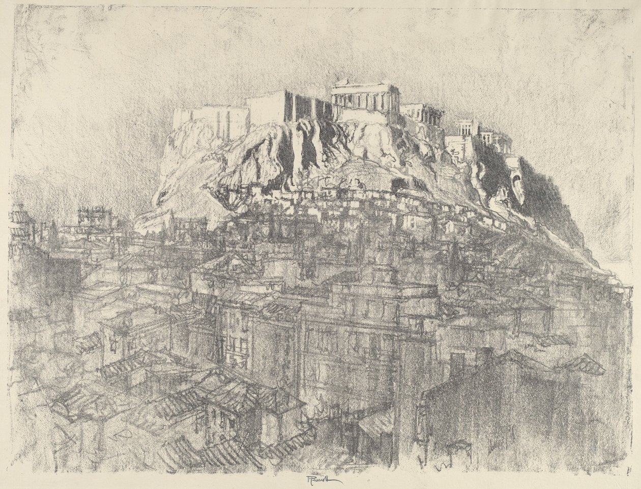 Sonnenaufgang über der Akropolis, 1913 von Joseph Pennell