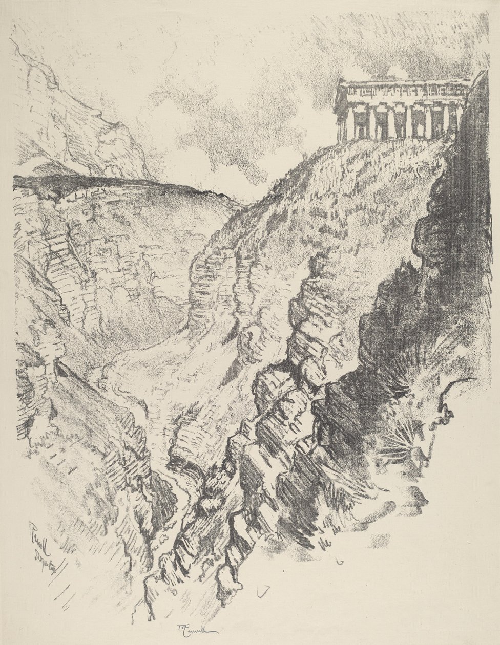 Tempel über der Schlucht, Segesta von Joseph Pennell