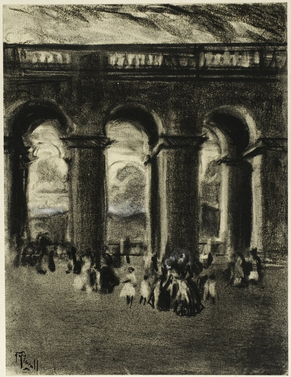 Der Innenhof des Palastes, Madrid von Joseph Pennell