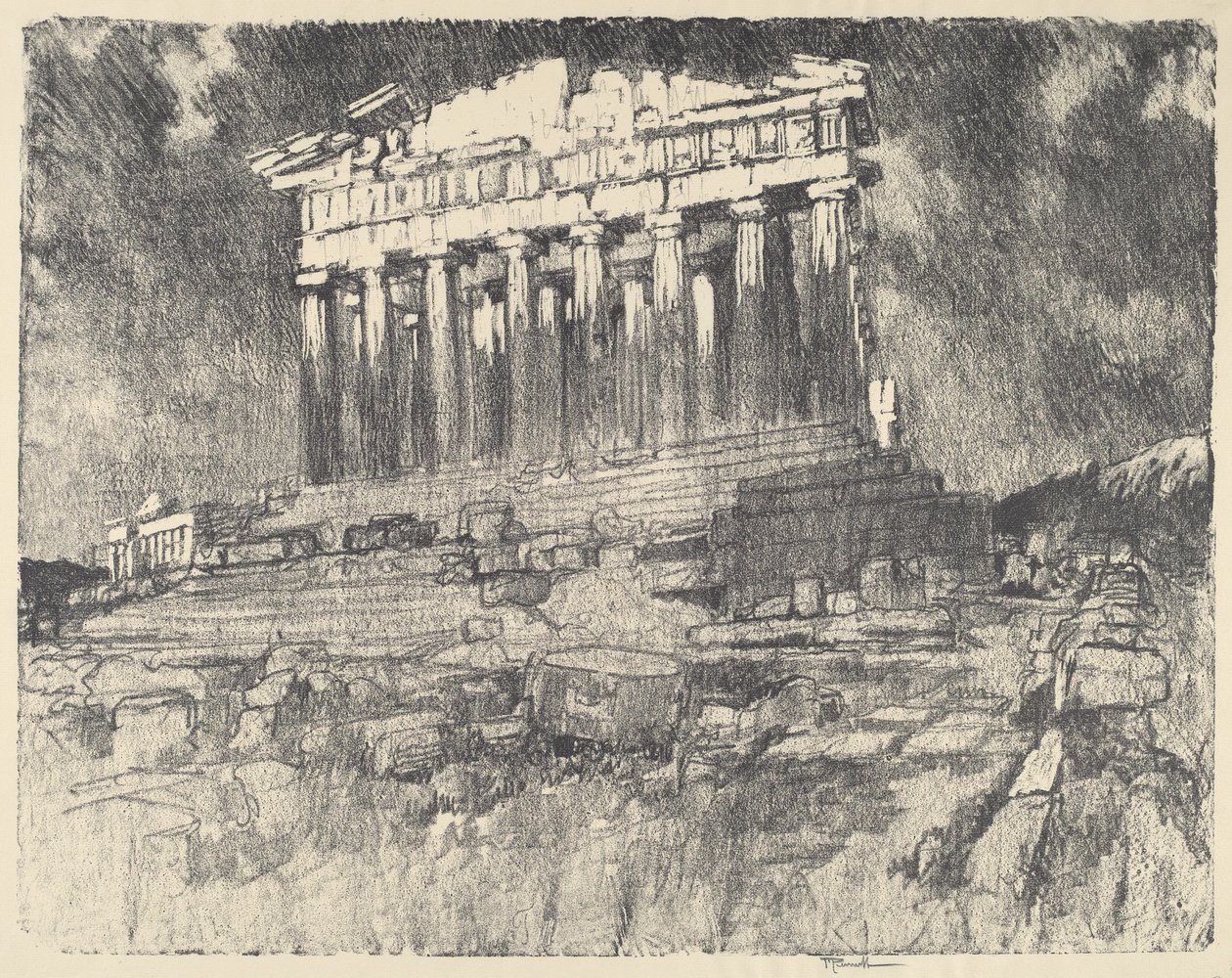 Die Fassade des Parthenon, Sonnenuntergang, 1913 von Joseph Pennell