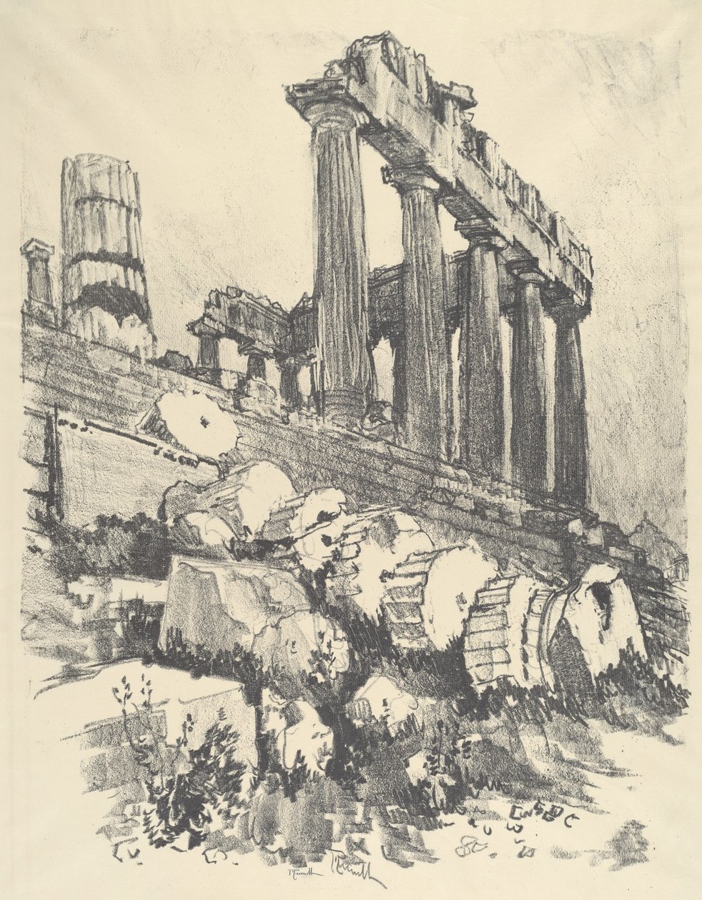 Die gefallene Säule, Athen von Joseph Pennell