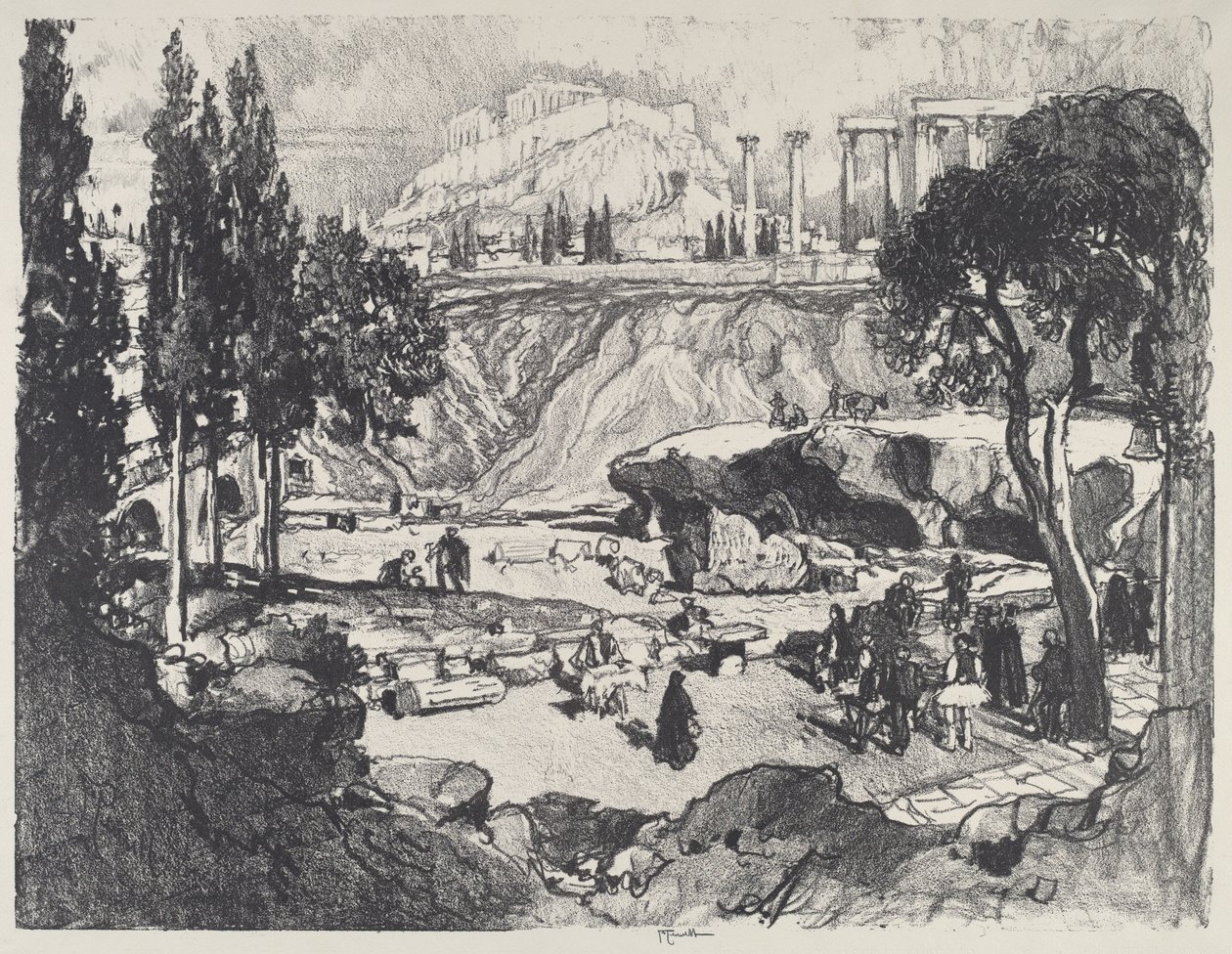 Das kleine Fest, Athen, 1913 von Joseph Pennell
