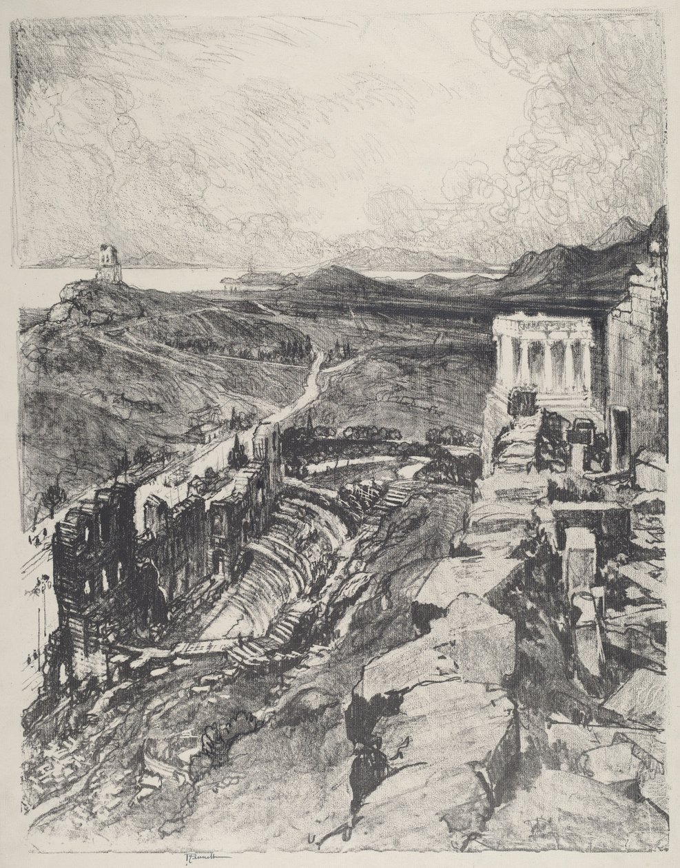 Das Odeon, Athen von Joseph Pennell