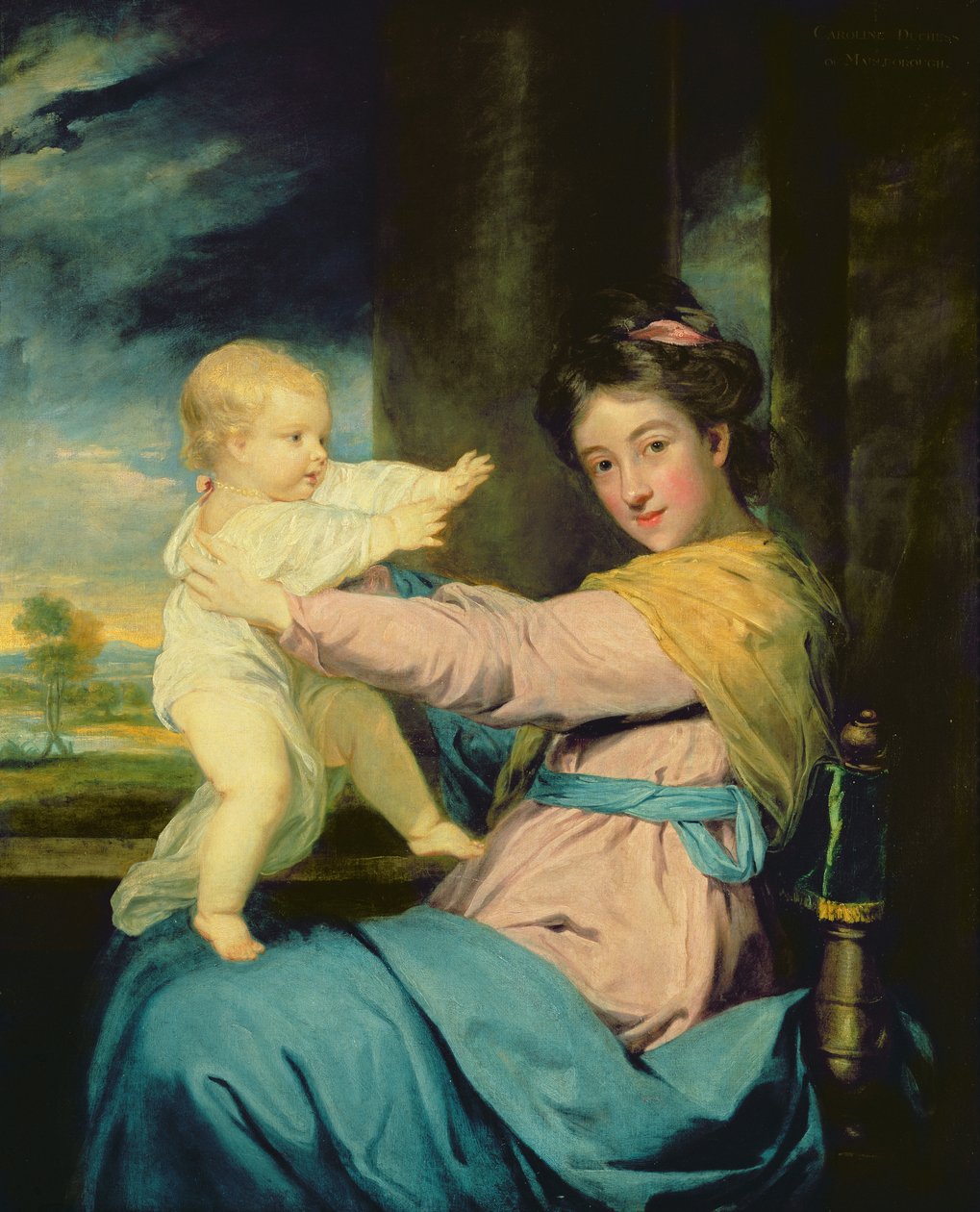 Porträt von Caroline, Herzogin von Marlborough mit ihrer Tochter Lady Caroline Spencer, 1764-67 von Joshua Reynolds