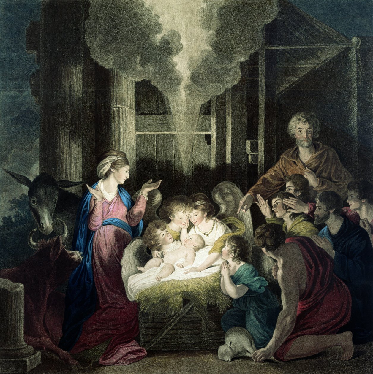 Die Geburt Christi, graviert von G.S. und S.G. Facius, 1785 von Joshua Reynolds