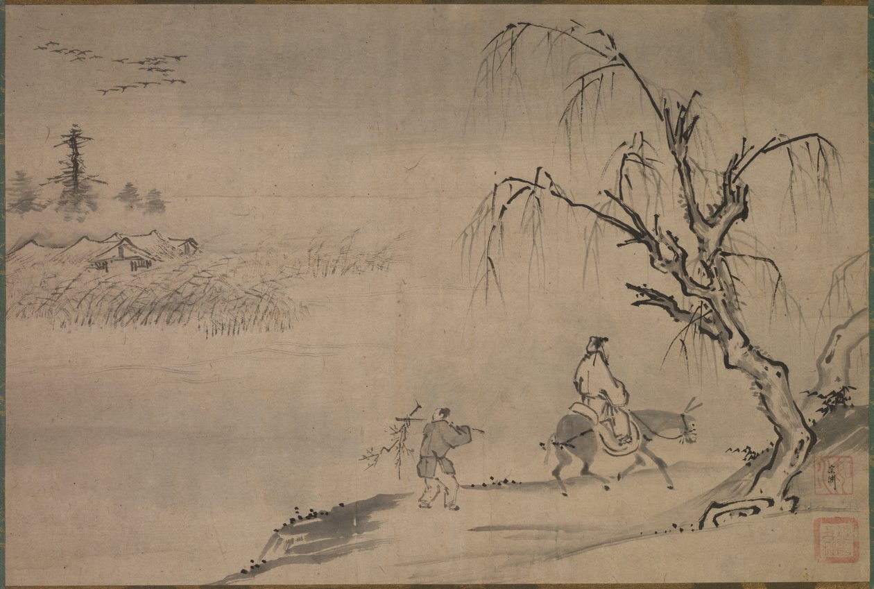 Chinesischer Literat in einer Herbstlandschaft von Josui Sōen