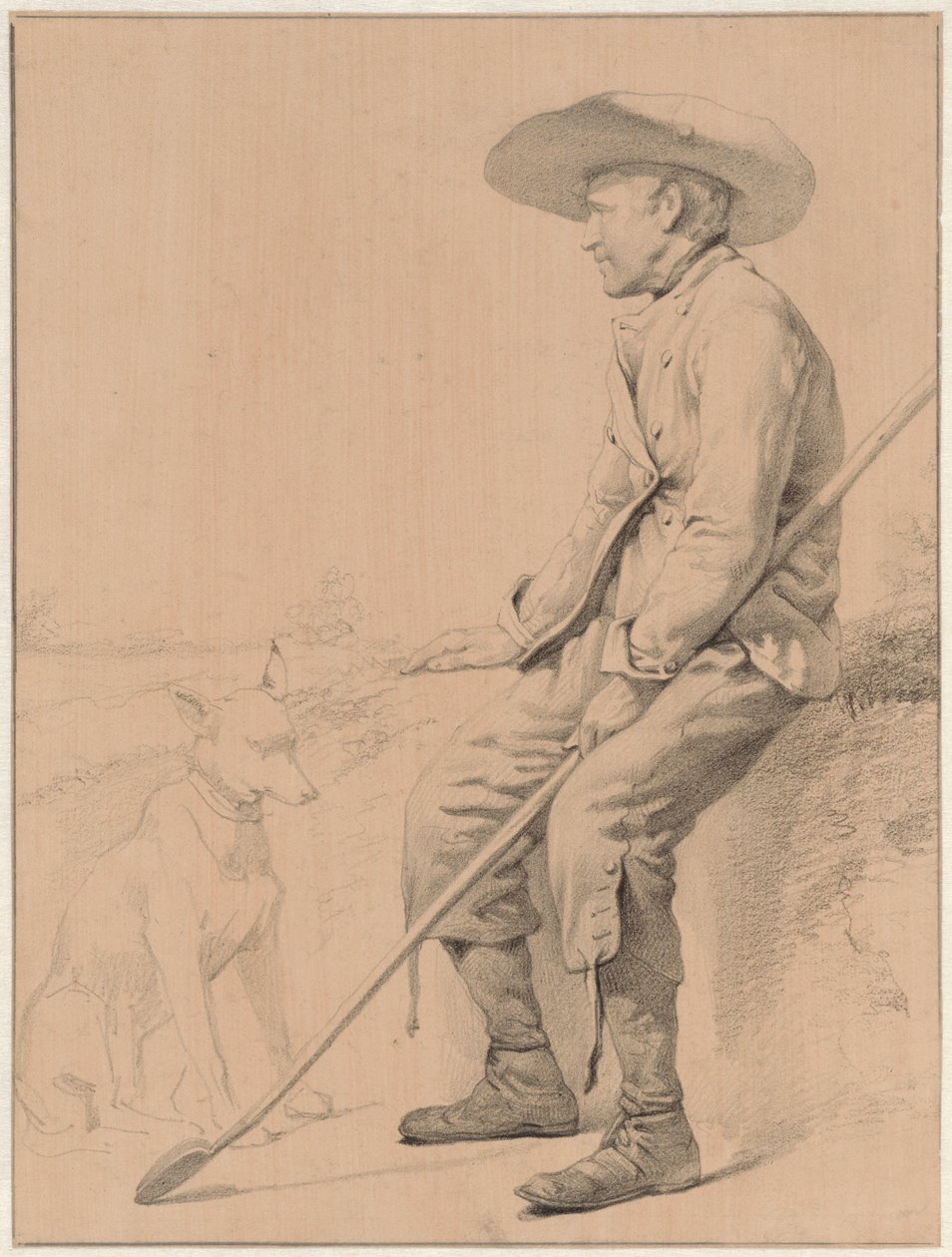 Sitzender Hirte mit Hund von Jozef Hoevenaar
