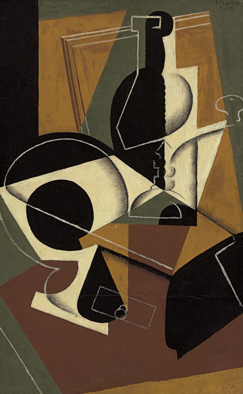 Kaffeemühle und Flasche von Juan Gris