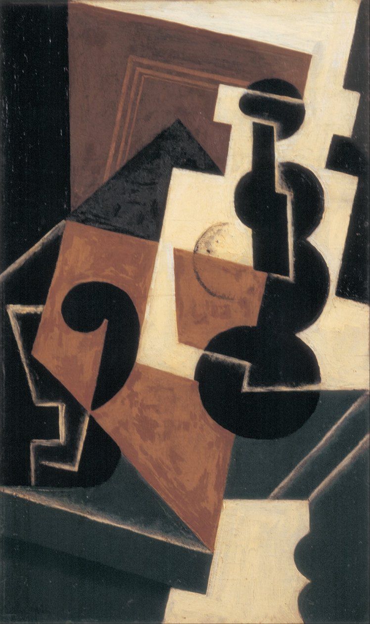 Glas und Wasserflasche von Juan Gris
