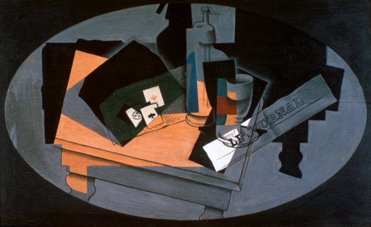 Spielkarten und Siphon, 1916 von Juan Gris