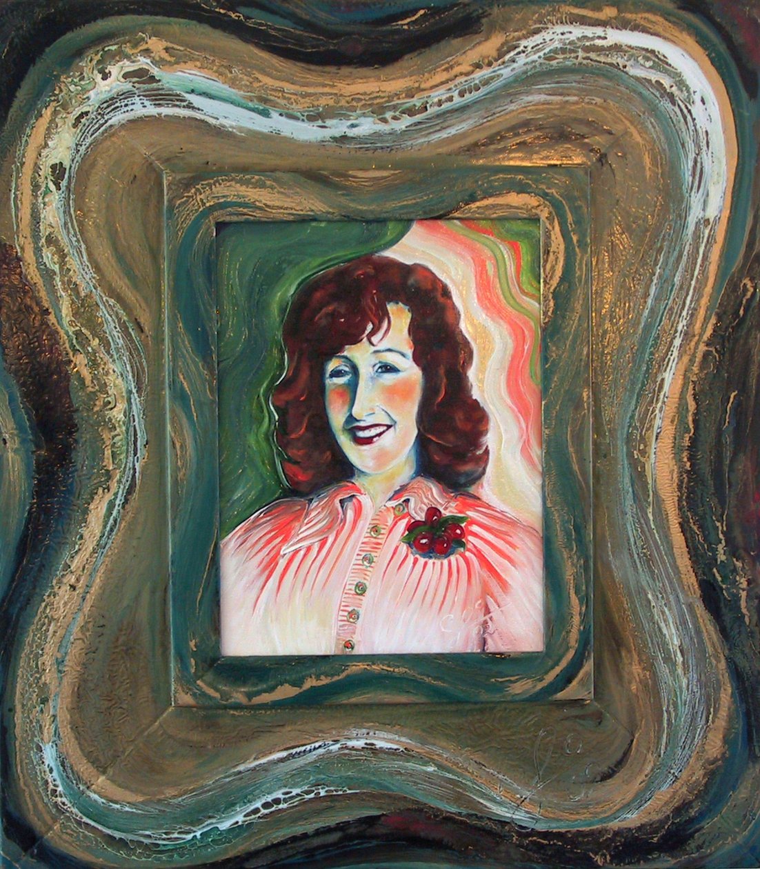 Dame mit Kirsch-Brosche (Portrait) von JuleSimo