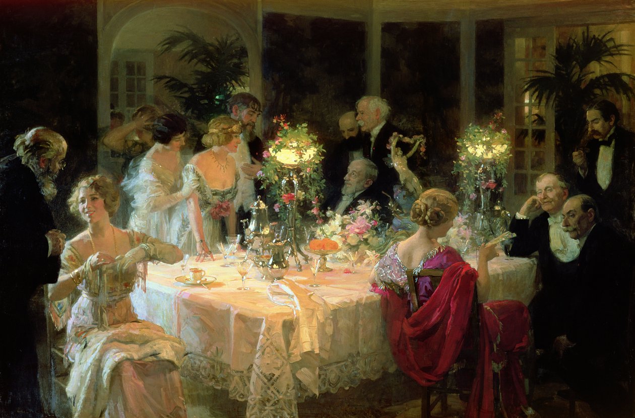 Das Ende des Abendessens, 1913 von Jules Alexandre Gruen or Grun