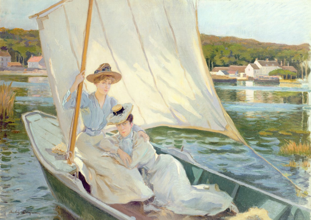 Damen in einem Segelboot von Jules Cayron