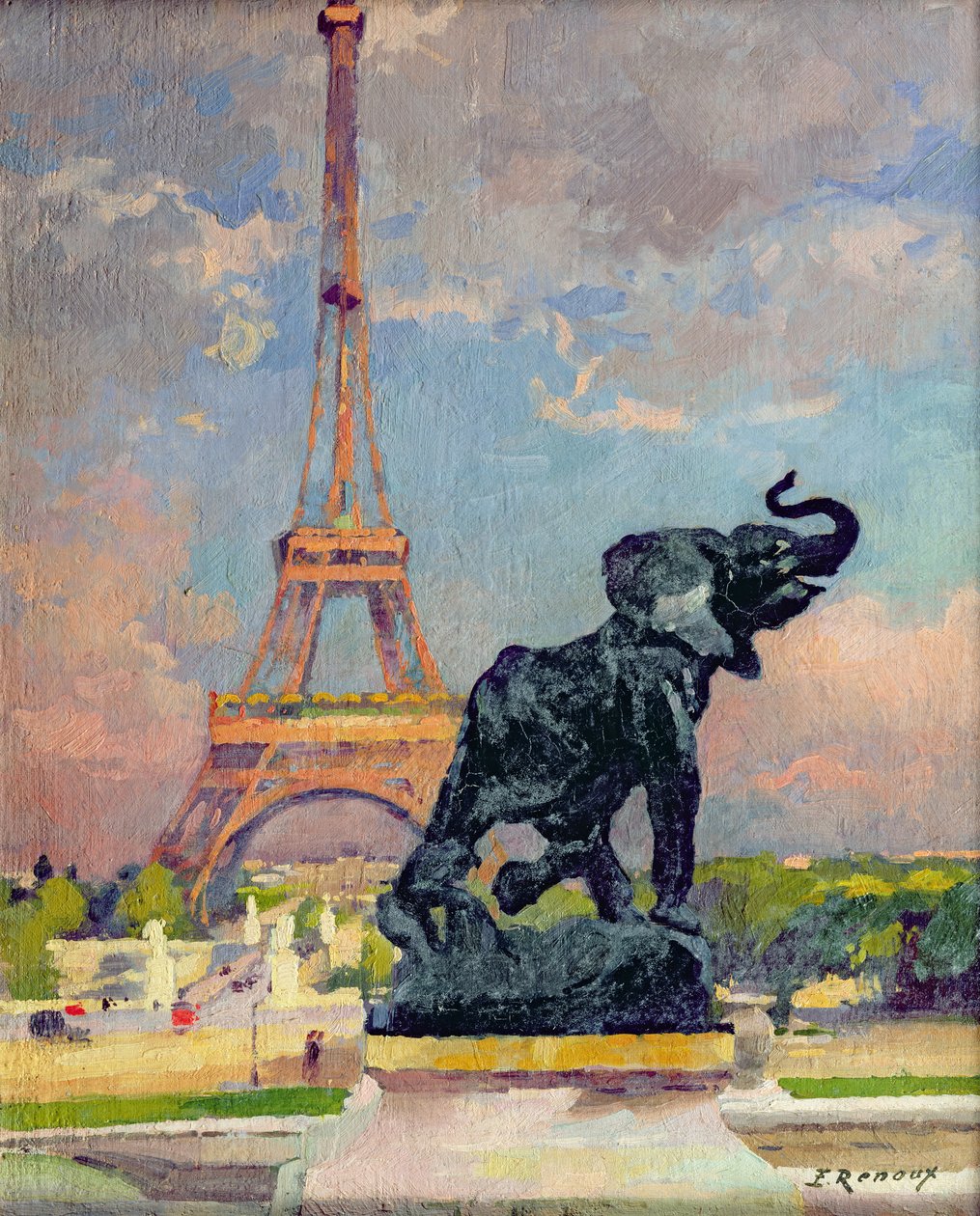 Der Eiffelturm und der Elefant von Fremiet von Jules Ernest Renoux