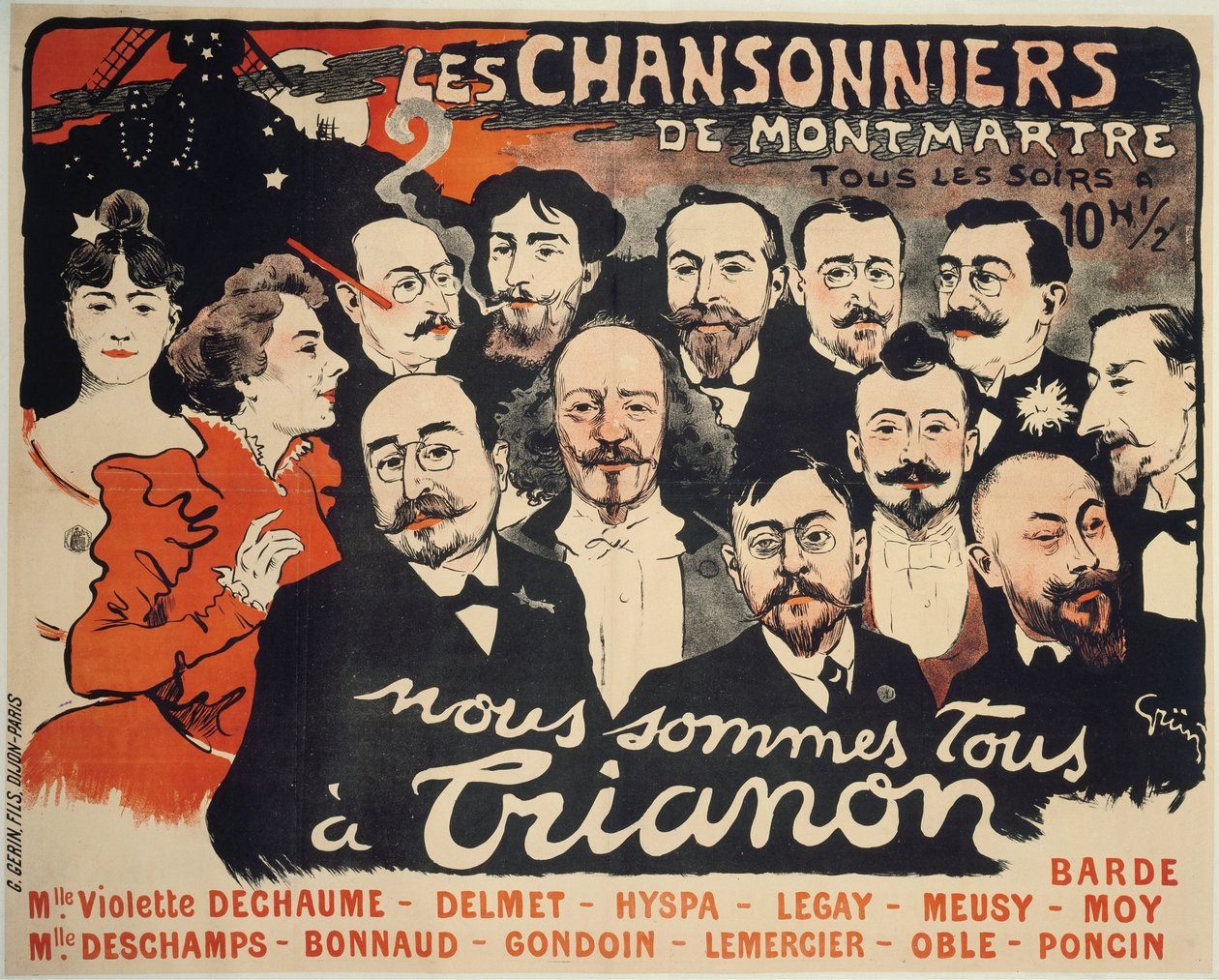 Les Chansonniers de Montmartre, ca. 1890 von Jules Alexandre Grün