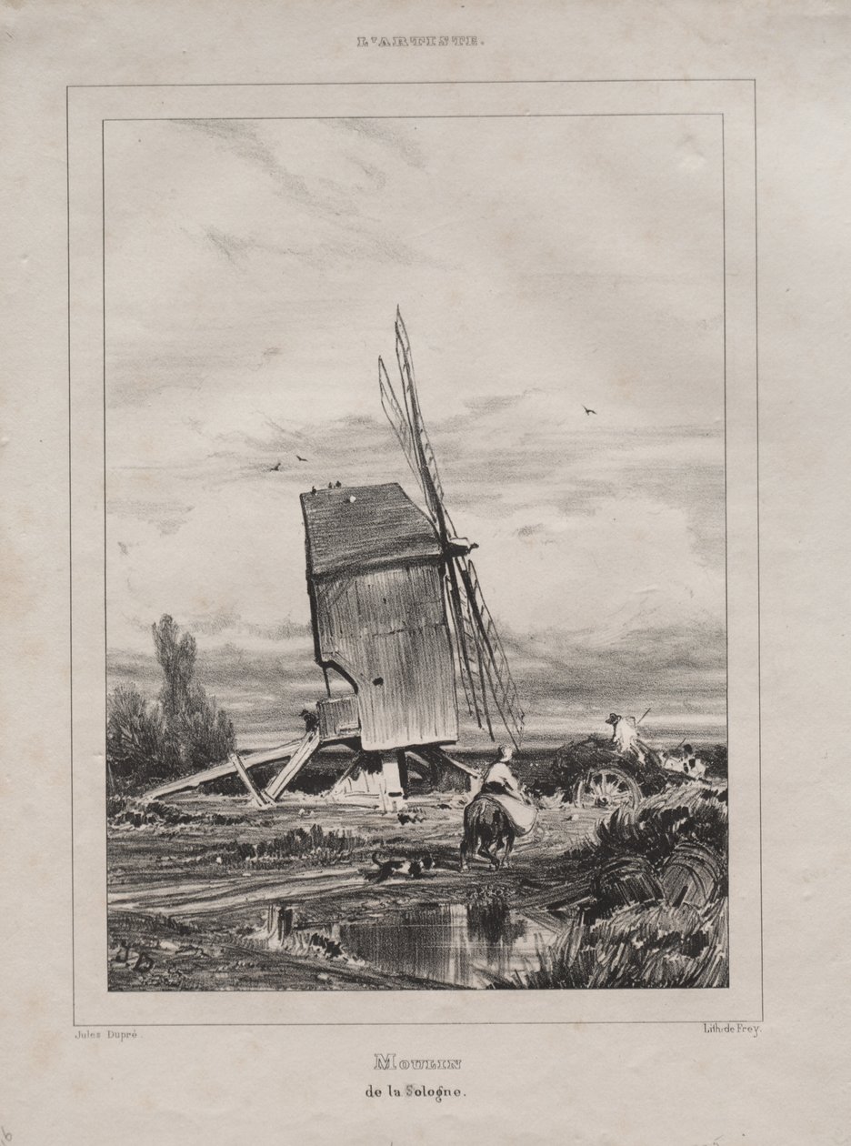 Mühle in der Sologne, Frankreich, 1835 von Jules Dupré