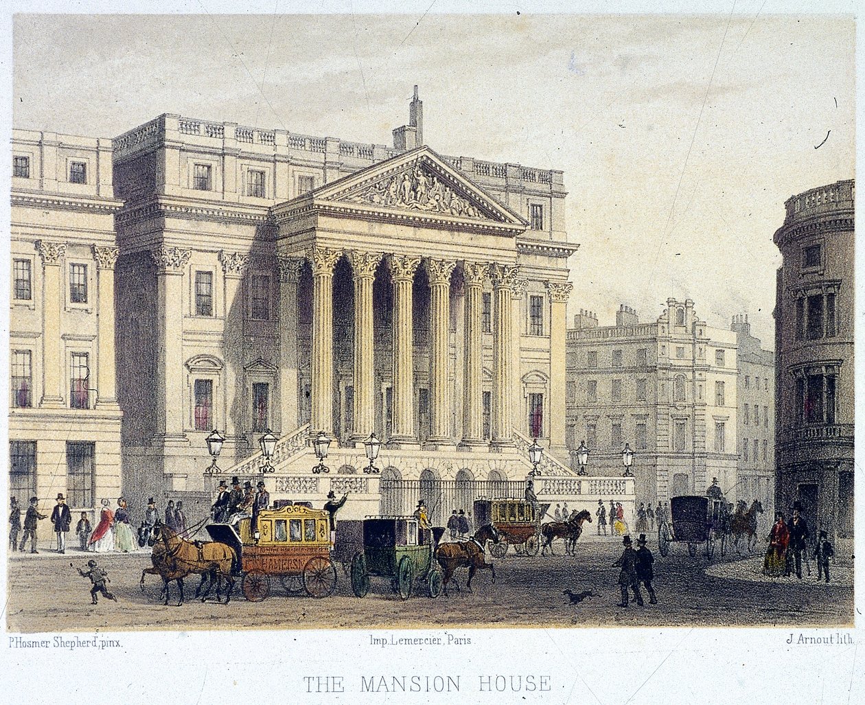 Mansion House Außenansicht, London, 1854 von Jules Louis Arnout