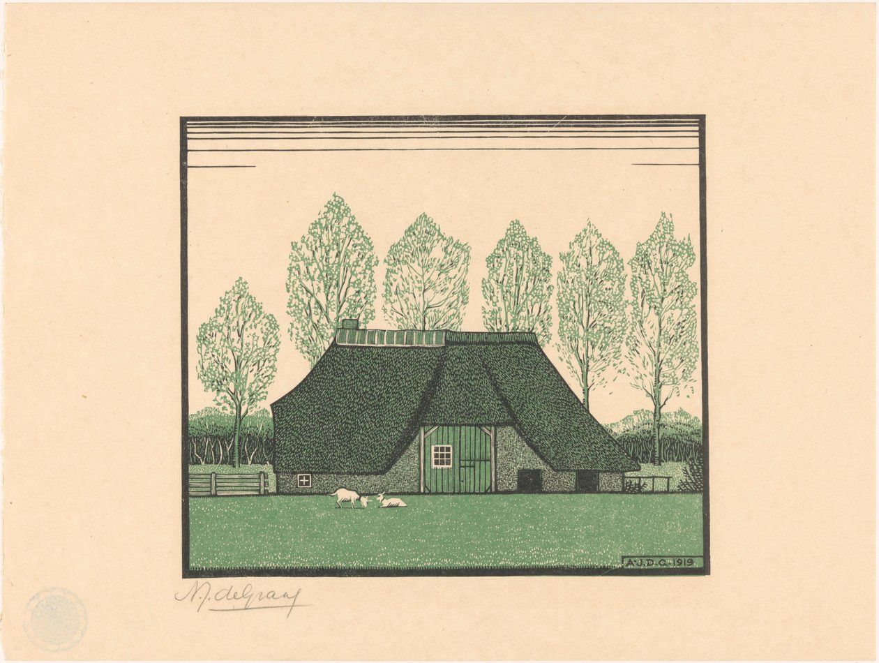 Ein strohgedeckter Bauernhof von Julie de Graag (signed by artist)