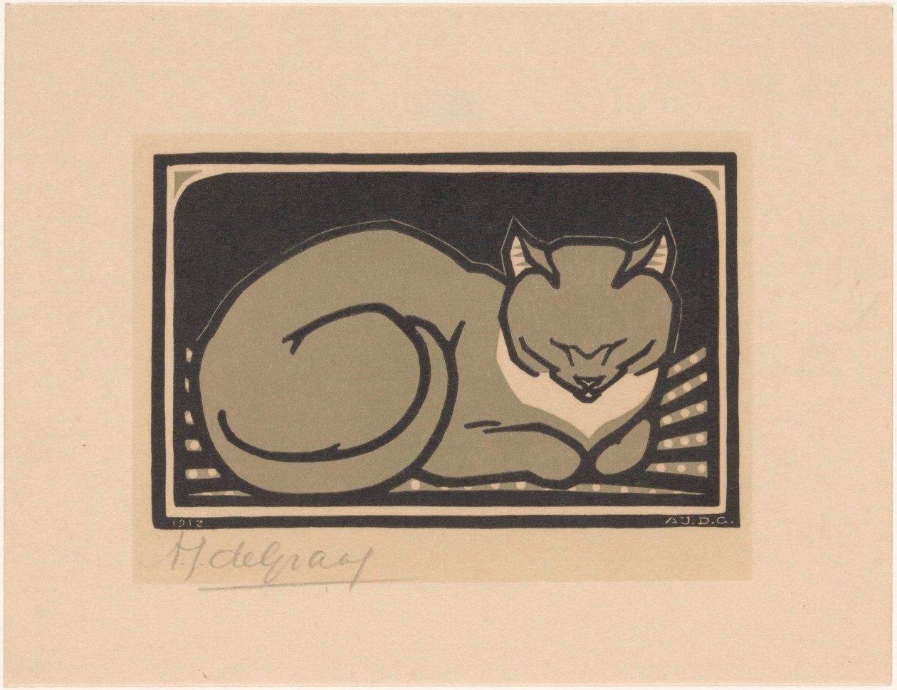 Schlafende Katze von Julie de Graag (signed by artist)