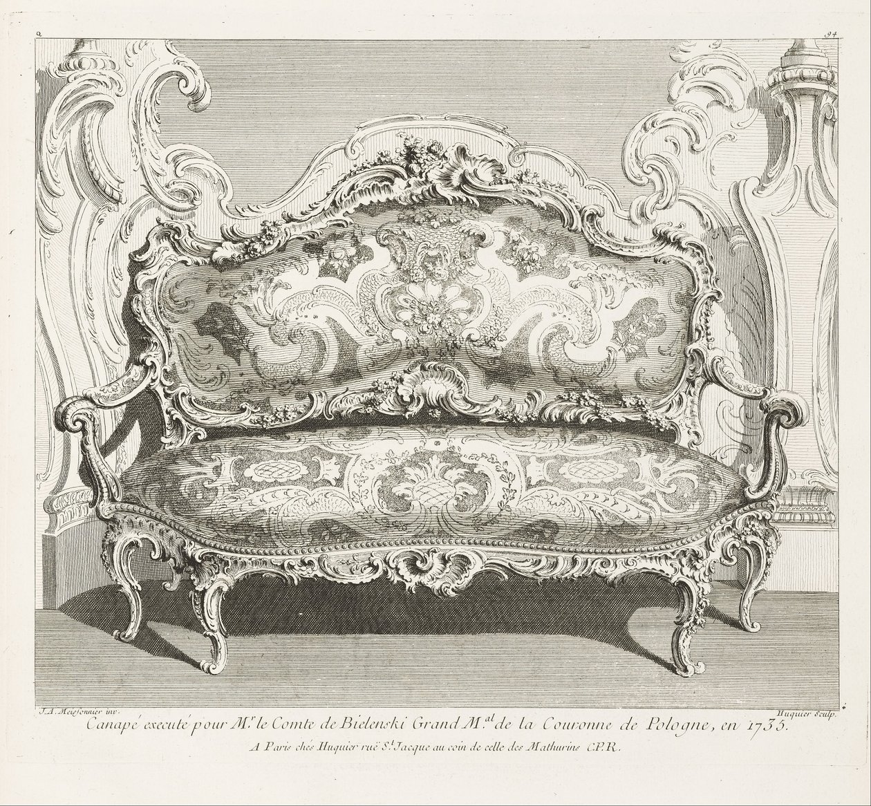 Canapé für Herrn Graf von Bielinski, Großmarschall der Krone von Polen, 1735 von Juste Aurèle Meissonnier