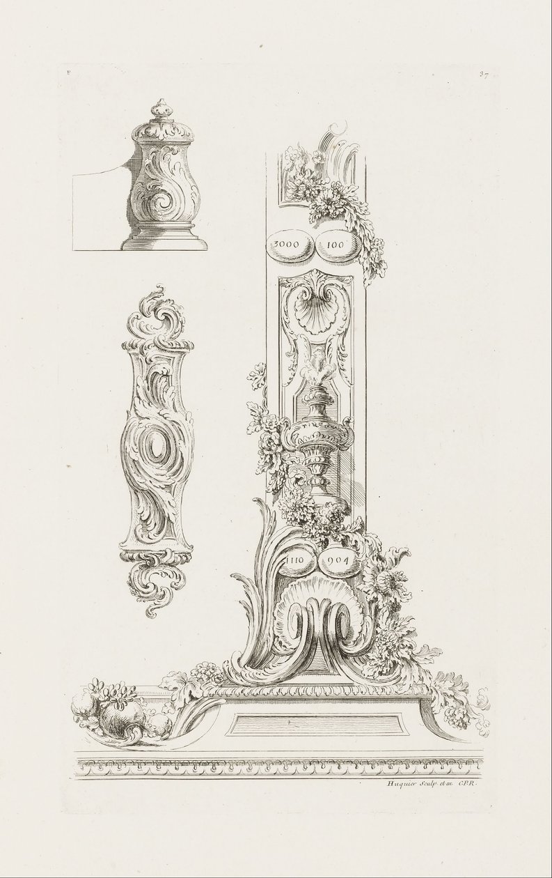 Entwurf von Fragmenten der Bordüre von Juste Aurèle Meissonnier