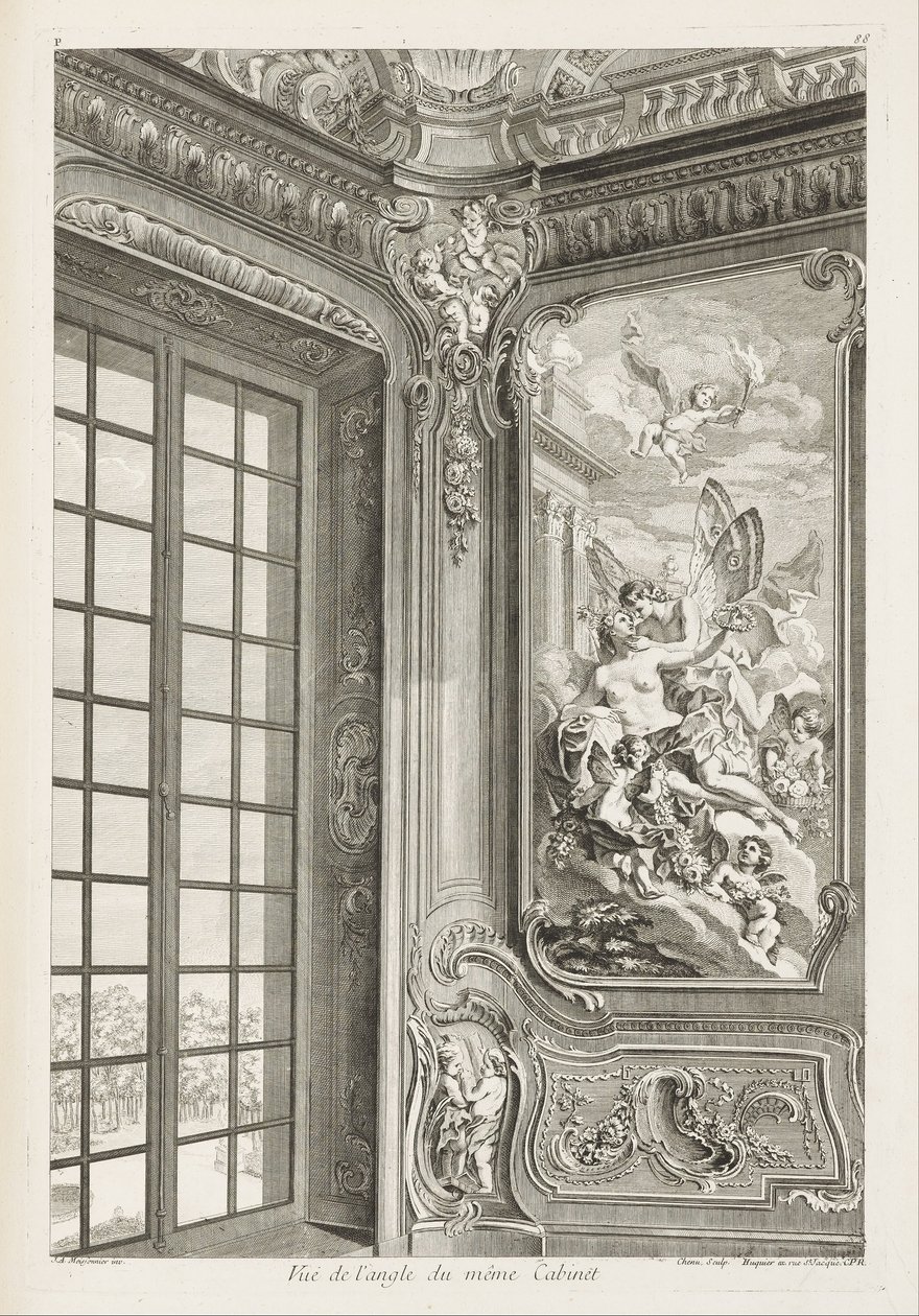 Ansicht des Winkels desselben Kabinetts; Ansicht des Winkels desselben Kabinetts, links ein großes Fenster... von Juste Aurèle Meissonnier