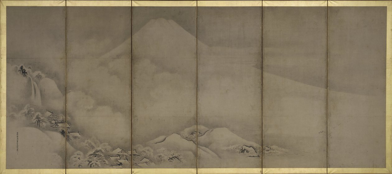Berg Fuji und Matsubara-Punkt, Bildschirme von Kano Tanyu