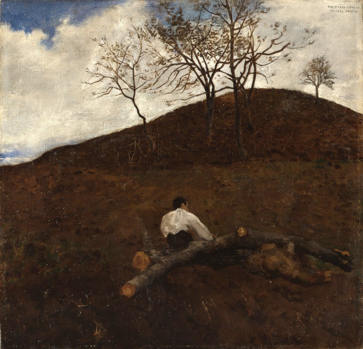 Landschaft im Frühling mit dem Blumenhügel von Károly Ferenczy