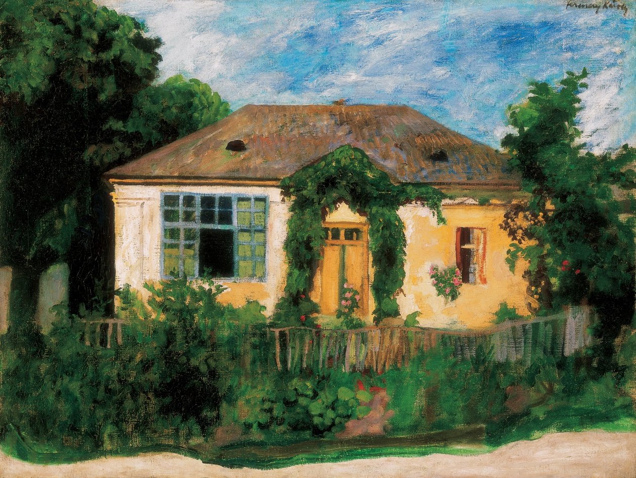 Mein Atelier in Nagybánya, Haus unter Bäumen von Károly Ferenczy