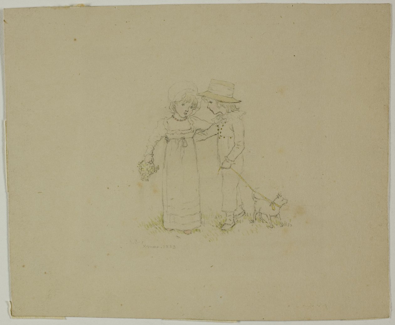 Zwei Kinder mit Hund von Kate Greenaway