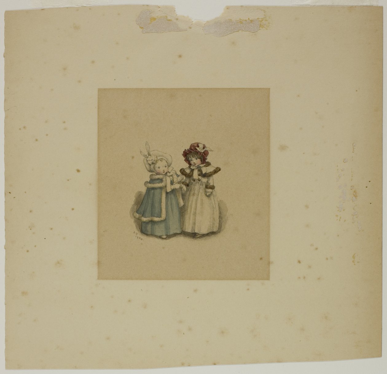 Zwei kleine Mädchen in Pelzbesetzten Mänteln von Kate Greenaway