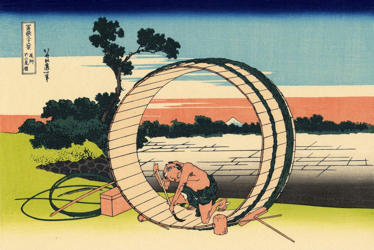 Bishū Fujimigahara Fuji von Reisfeldern in der Provinz Owari aus gesehen von Katsushika Hokusai