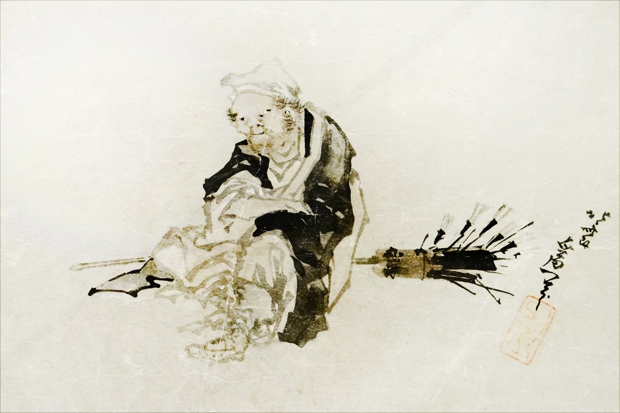 Wandernder Händler von Bambuspeitschen von Katsushika Hokusai